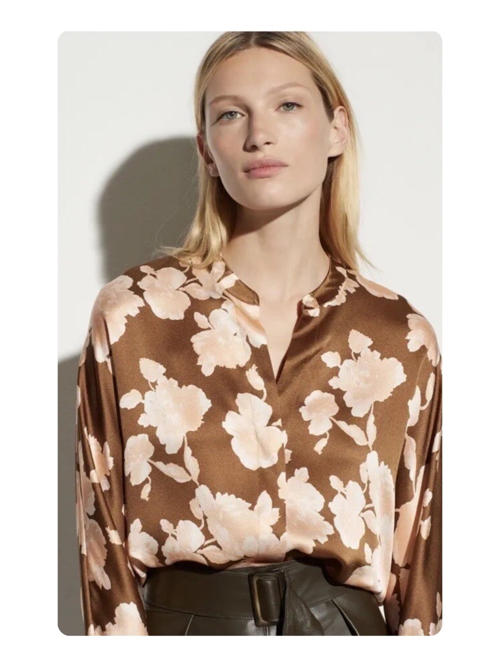 ★ Vince Tapestry Floral 100% Silk Popover Elevated Feminine Blouse In Amber M ★